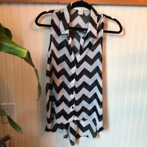 Sheer button down sleeveless top